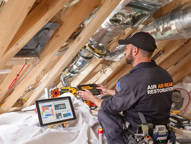 Wareham Air Duct Cleaning technician performing precise duct repair work in Wareham