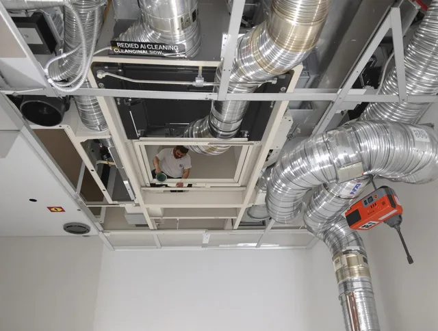 Wareham Air Duct Cleaning technician performing detailed central duct system cleaning in Wareham