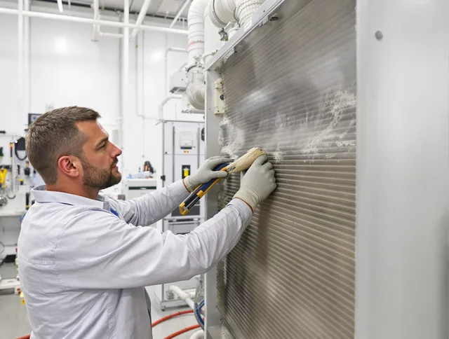 Wareham Air Duct Cleaning technician performing precision commercial coil cleaning at a Wareham business